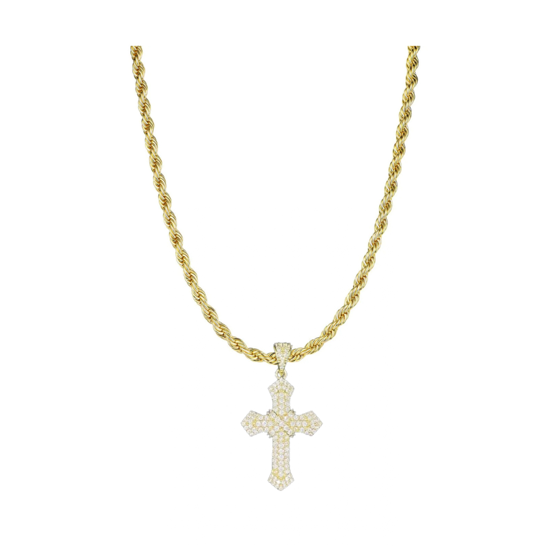 Cadena Cruz Pave Plata 925