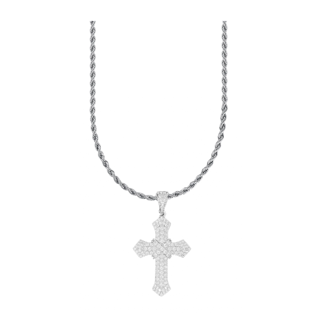 Cadena Cruz Pave Plata 925