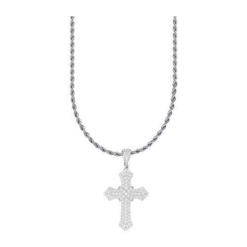 Cadena Cruz Pave Plata 925
