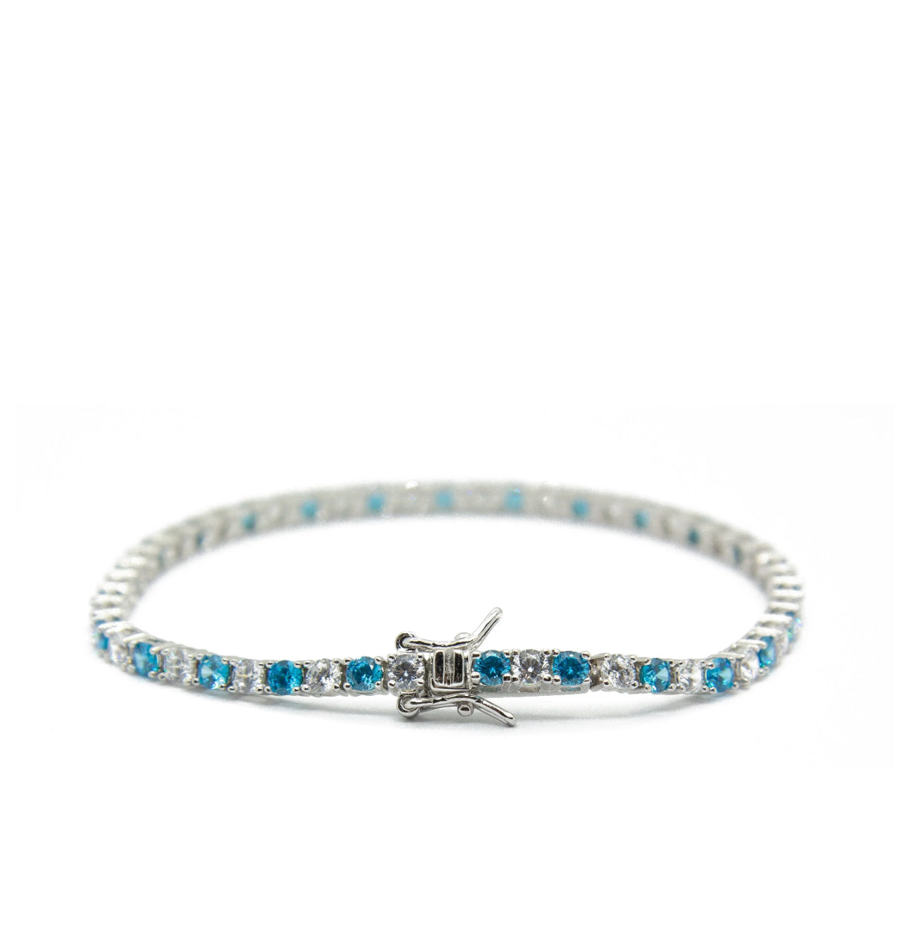 Pulsera TENNIS BIANCO & AZZURRO ARGENTO 925 (3MM)