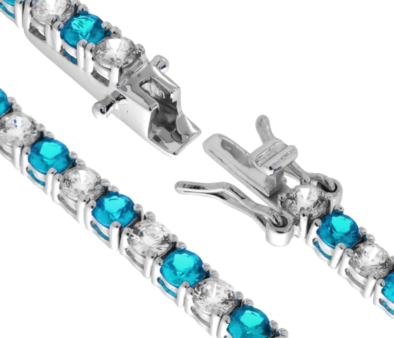 Pulsera TENNIS BIANCO & AZZURRO ARGENTO 925 (3MM)